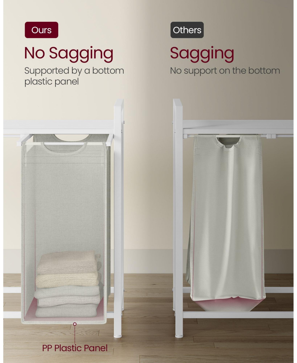 Slickblue Laundry Hamper with 4 Pull-Out and Removable Bags, 4 x 10.6 Gallons (40L)
