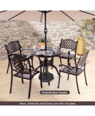 31.5 Inch Cast Aluminum Table Patio Round Dining Table with Umbrella Hole