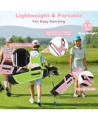 Junior Complete Golf Club Set with Stand Bag Rain Hood-Pink