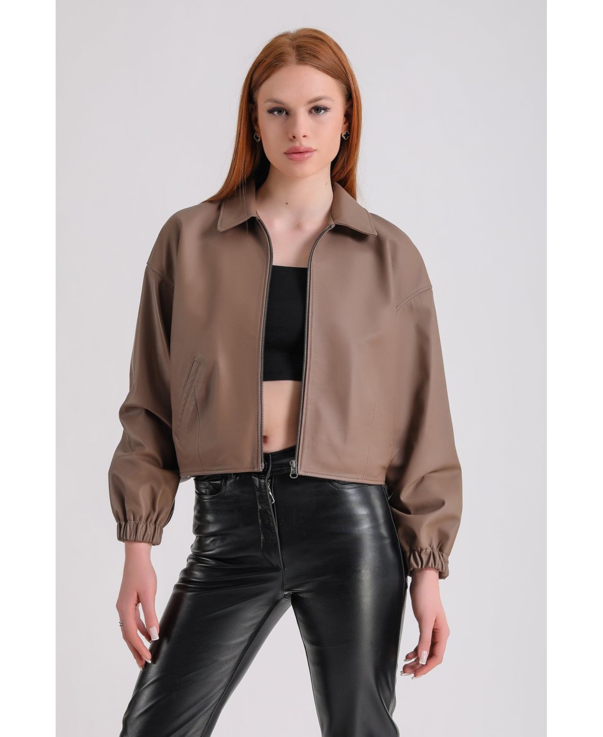 Furniq Uk Women's Leather Jacket,- Brown