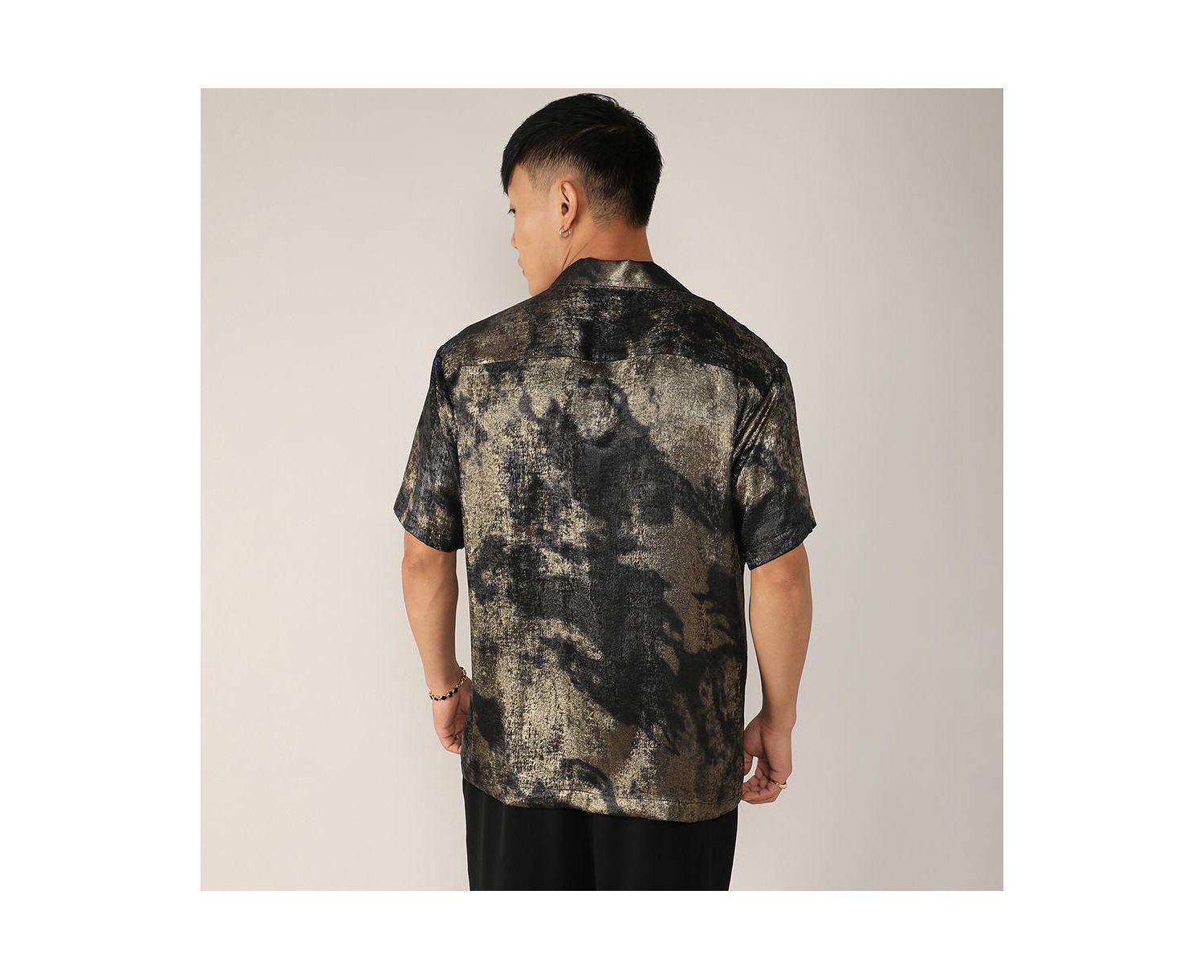 Men's Midnight Black & Metallic Gold Metallic Ombre Shirt