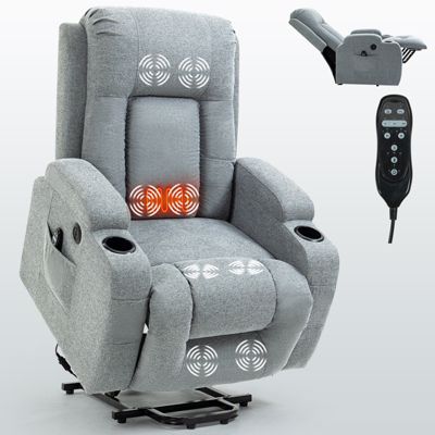 Up to 350 LBS Power Lift Recliner Chair, with Massage and Heating, USB, Cup Holders