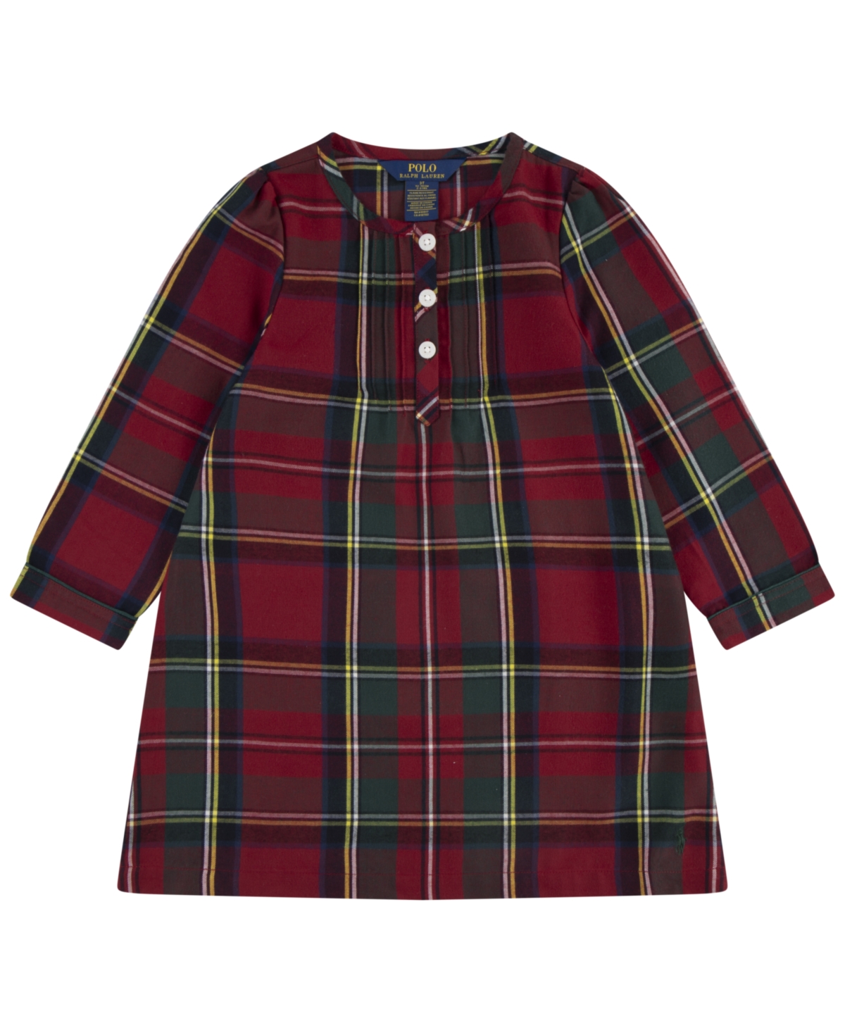 Polo Ralph Lauren Toddler Girls Pintuck Nightgown Pajama - Polo Red Stewart 2
