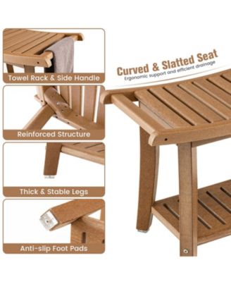 Waterproof Bath Stool with Curved Seat and Storage Shelf