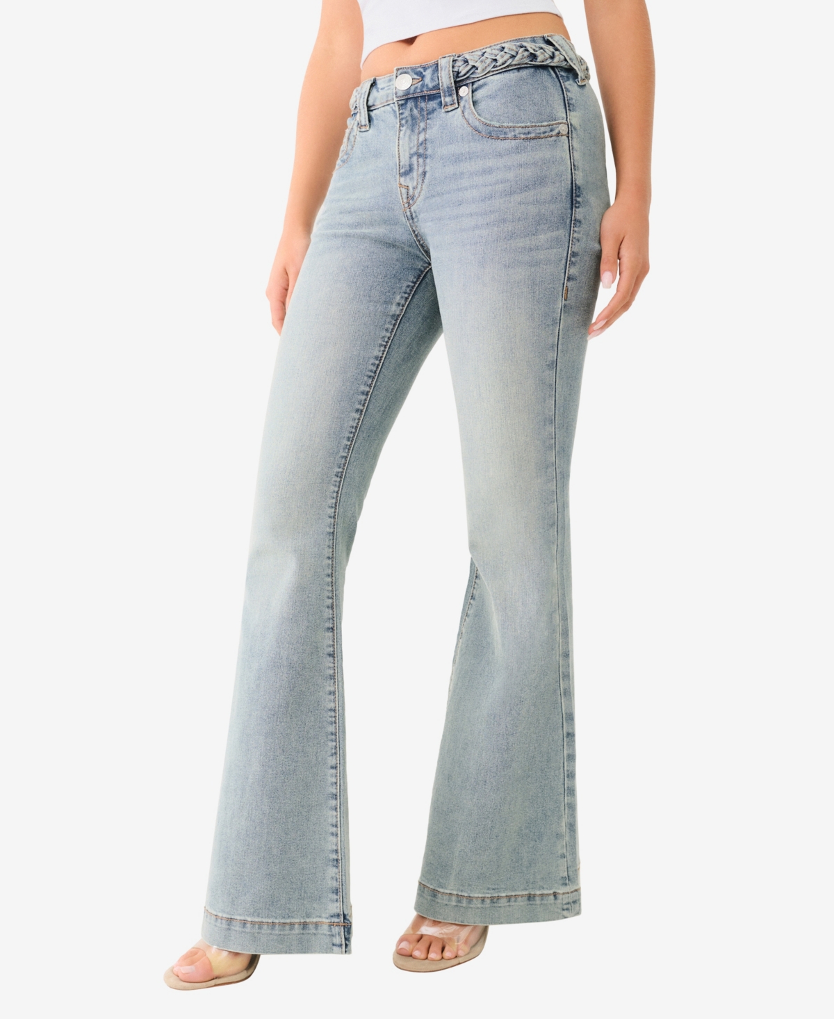 True Religion Women's Charlie Saddleback Mid Rise Flare Jean