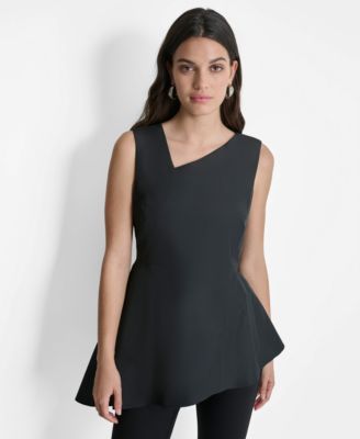 DKNY - Women's Asymmetrical Peplum-Hem Sleeveless Top