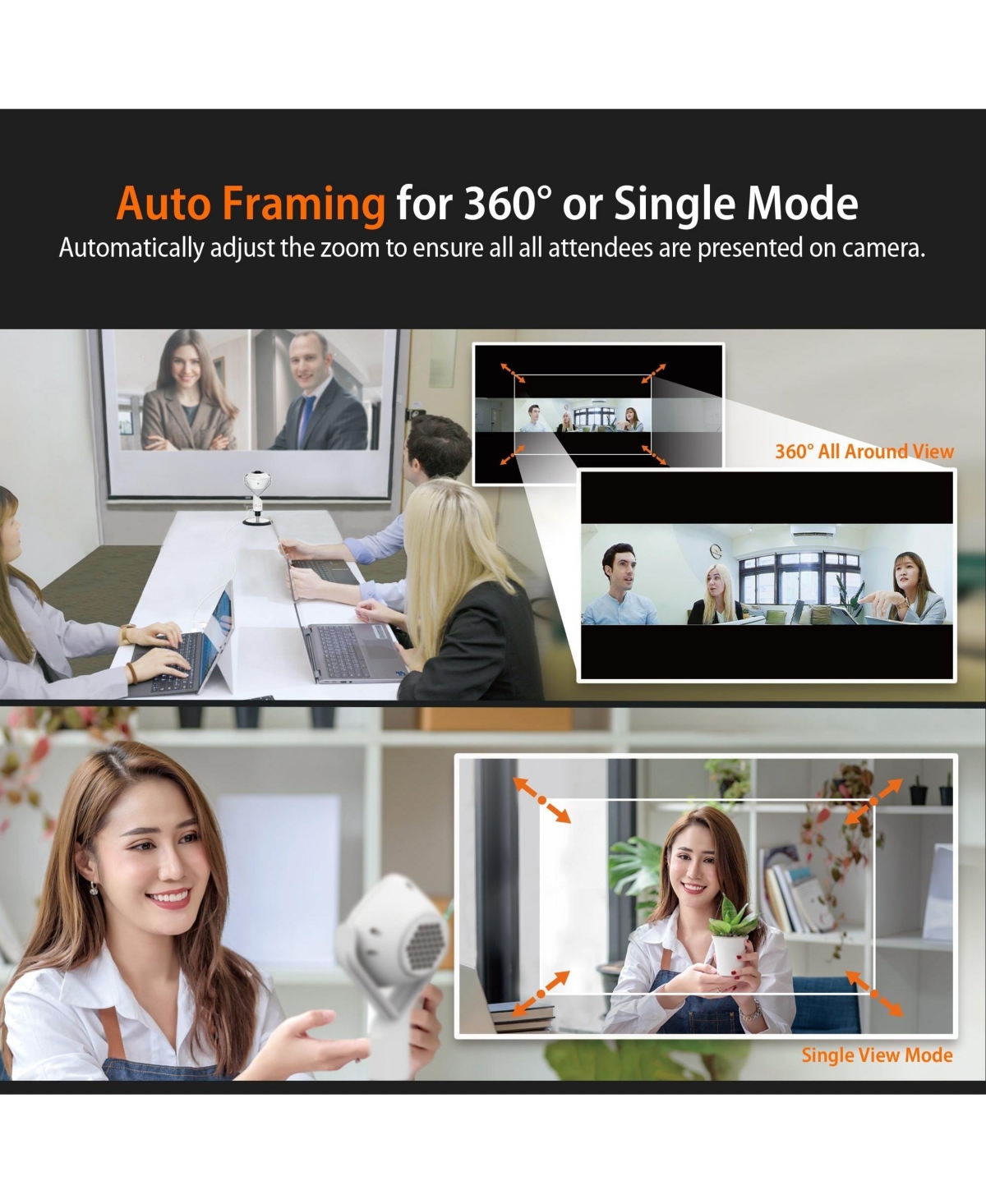 j5create 360° Ai-Powered Webcam with Speakerphone