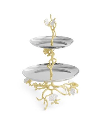 Butterfly Ginkgo Gold Two Tier Etagere