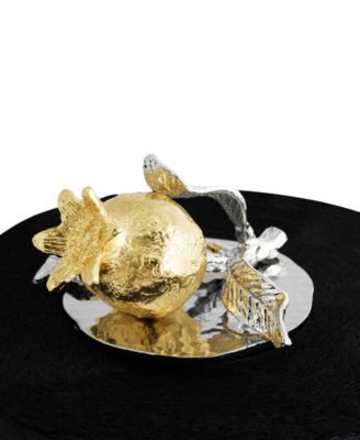 Pomegranate Silver and Gold Paper Towel Holder, 6.3" x 6.3"