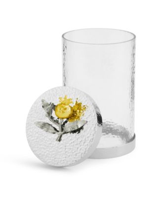 Pomegranate Silver and Gold Medium Canister, 5.31" x 5.31"