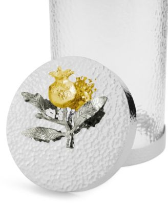 Pomegranate Silver and Gold Large Canister, 5.31" x 5.31"