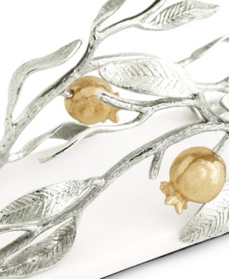 Pomegranate Silver and Gold Vertical Napkin Holder, 8" x 4"