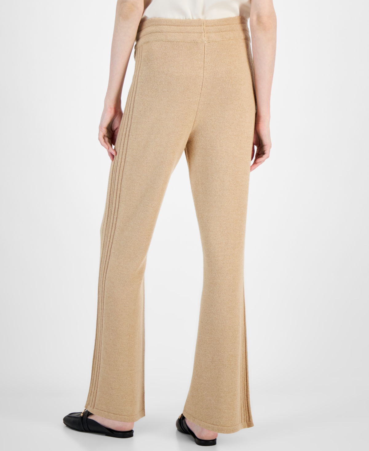 Anne Klein Rib Wide Leg Pants In Latte