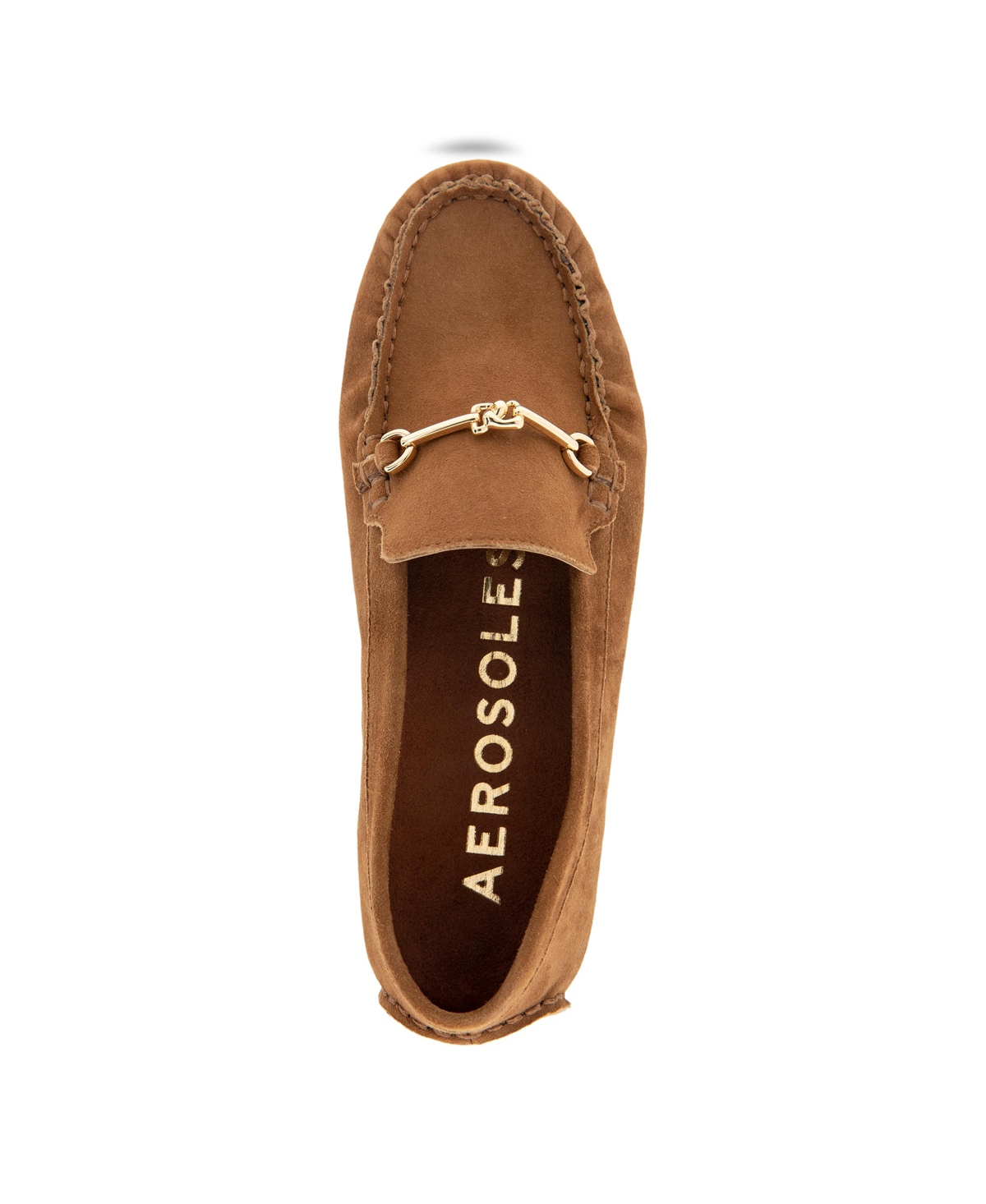 Shop Aerosoles Women's Chris Buckle Flats In Brown Tobacco Suede