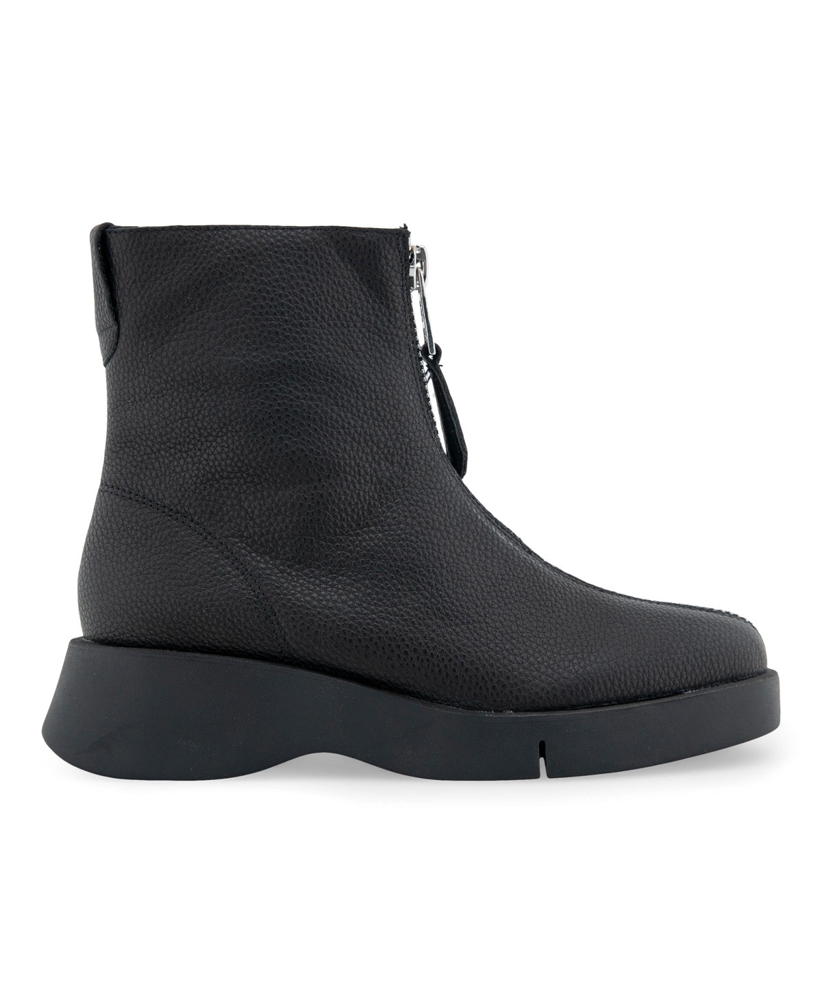 Shop Aerosoles Women's Francis Front Zip Booties In Black Pebbled Leather