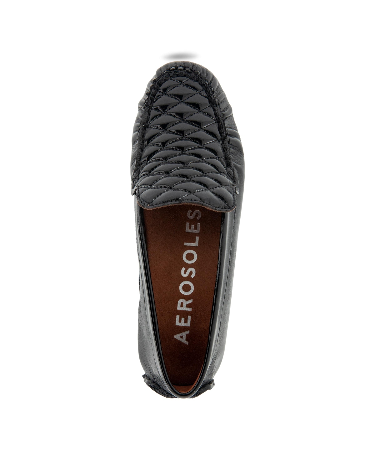 Aerosoles Women's Chelsy Quilted Flats - Black Patent Smooth Faux Leather - Polyu