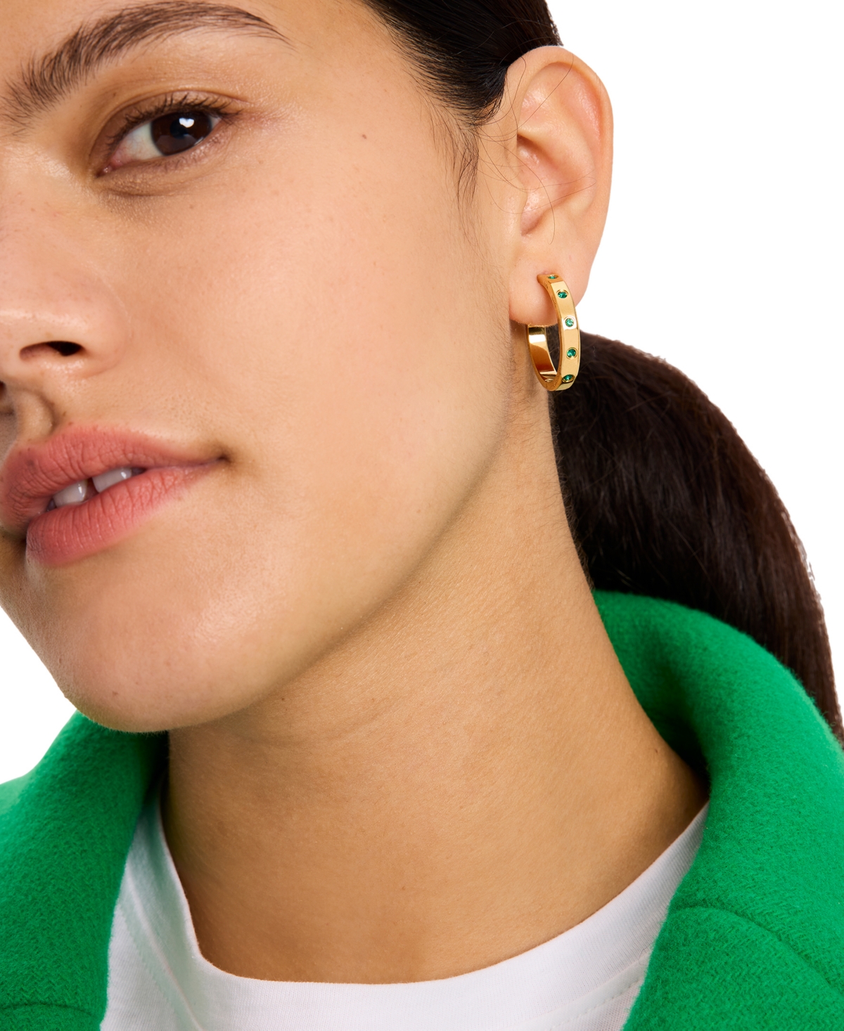 Kate Spade New York Gold-Tone Small Color Pave Hoop Earrings, 1