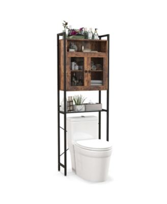 Over-The-Toilet Storage Cabinet with Heavy-Duty Metal Frame 2-door Freestanding
