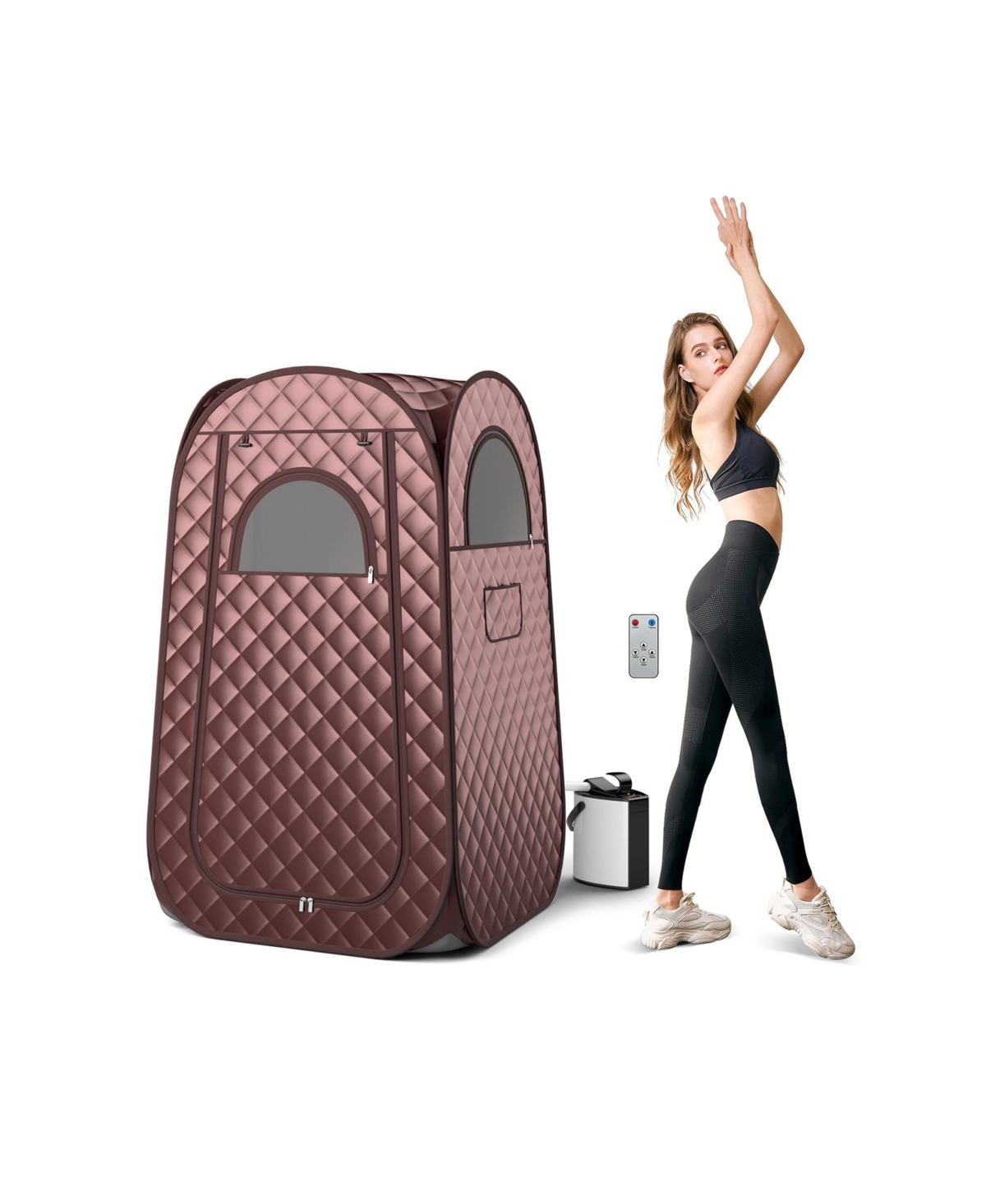 Full-Body Personal Sauna Tent with 1000W 3L Steam Generator-Coffee - Coffee
