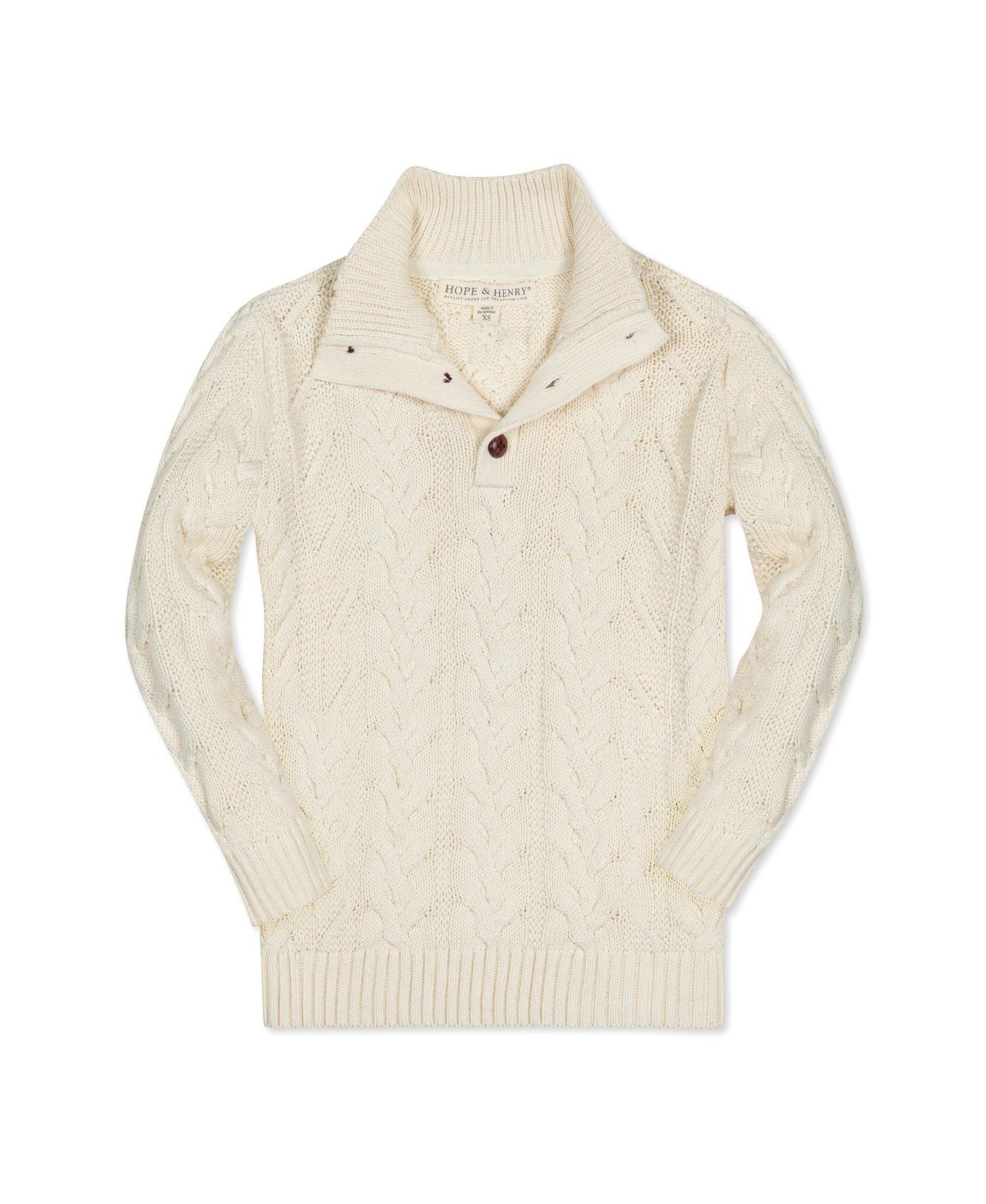 Baby Boys Hope and Henry Mock Neck Cable Sweater with Buttons