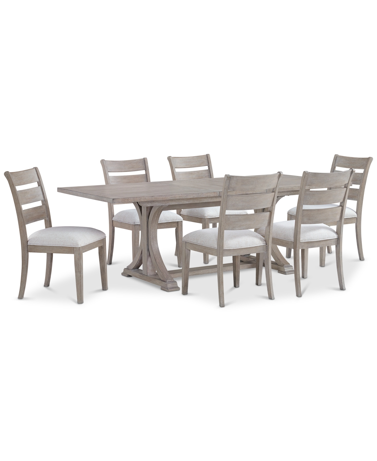 Macy's Sadie 7-pc. Rectangular Dining Set (table & 6 Ladder Back Chairs), Created For  In Gray