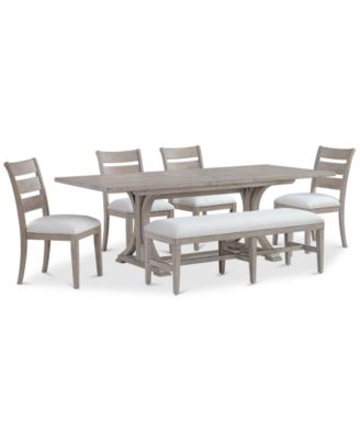 Sadie 6-Pc. Rectangular Dining Set (Table, 4 Ladder Back Chairs & Bench), Created for Macy's