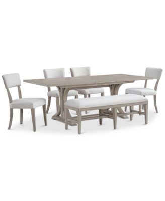 Sadie 6-Pc. Rectangular Dining Set (Table, 4 Upholstered Side Chairs & Bench), Created for Macy's
