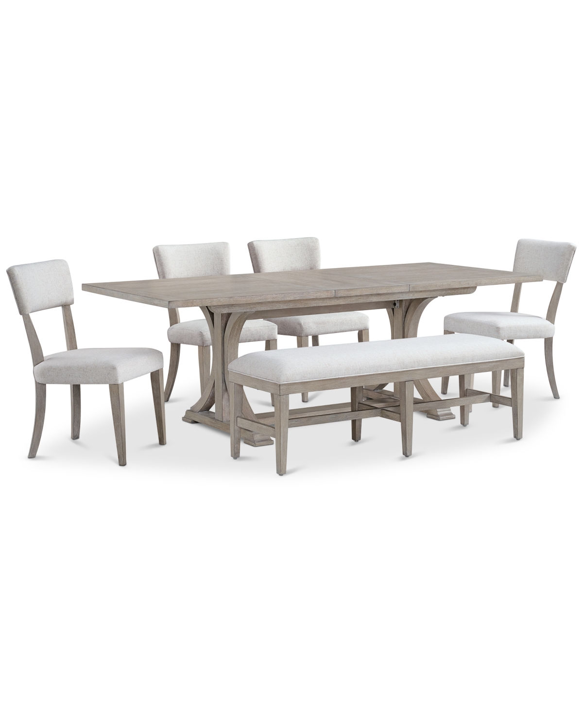 Macy's Sadie 6-pc. Rectangular Dining Set (table, 4 Upholstered Side Chairs & Bench), Created For  In Gray