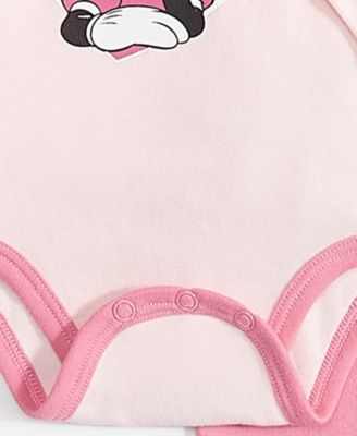 Baby Girls Minnie Mouse Hat, Bodysuit & Pants Set
