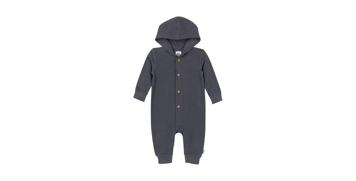 Gerber Baby Boys Hooded Romper,- Charcoal