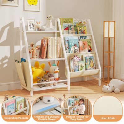 3-Tier Kids Bookshelf Multi-Functional Toy Organizer for Nursey and Kids Room