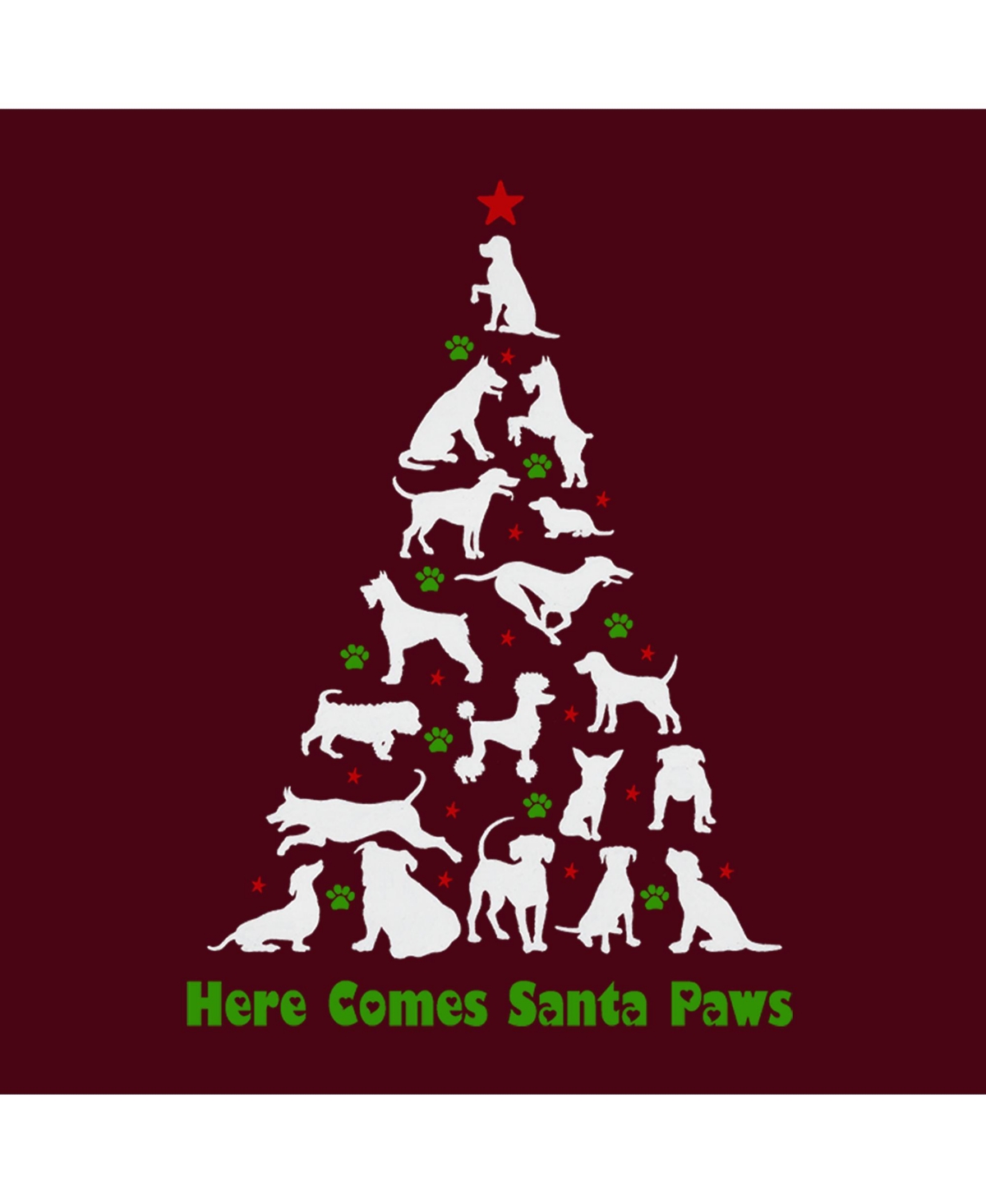 La Pop Art Boys Here Comes Santa Paws Word Art Crewneck Sweatshirt