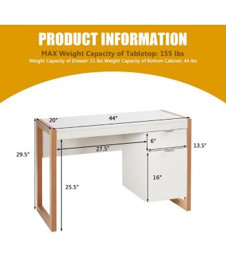 Modern Computer Desk Study Table Writing Workstation with Cabinet and Drawer