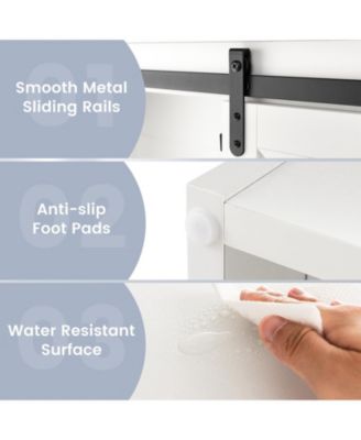 4-Tier Over The Toilet Storage Cabinet with Sliding Barn Door and Storage Shelves-White