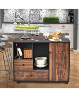 Mobile Filing Cabinet 2 Drawers with Open Shelves