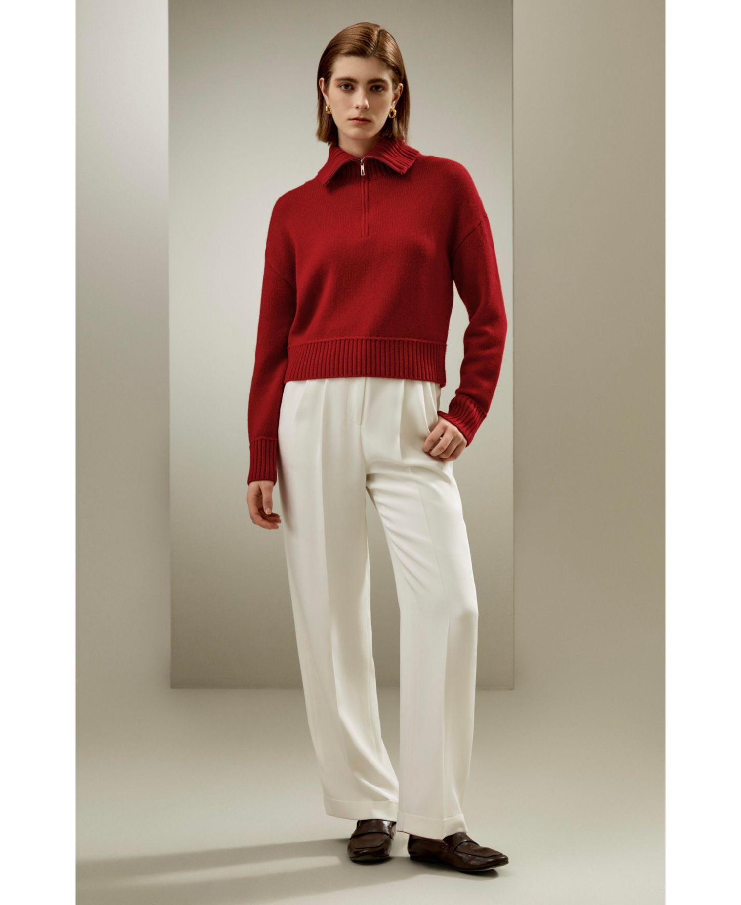 Women's Relaxed Fit Wool-Cashmere Blend Sweater
