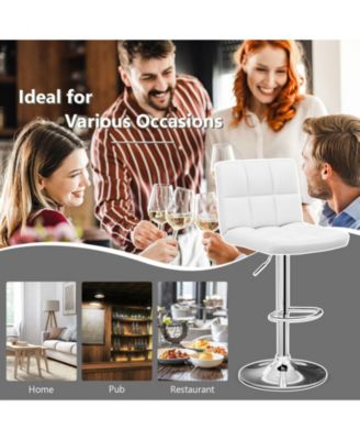 Armless PU Leather Bar Stool with Adjustable Height and Swivel Seat