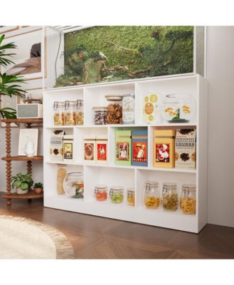 55.1" Wood 10-Shelf Freestanding Bookcase Standard Storage Organizer for Living Room, Office & Study