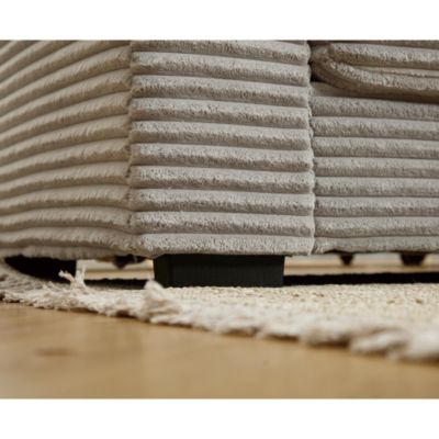 Cozy Grey Corduroy L-Shaped Sofa with Chaise, Armrests, and Pillows