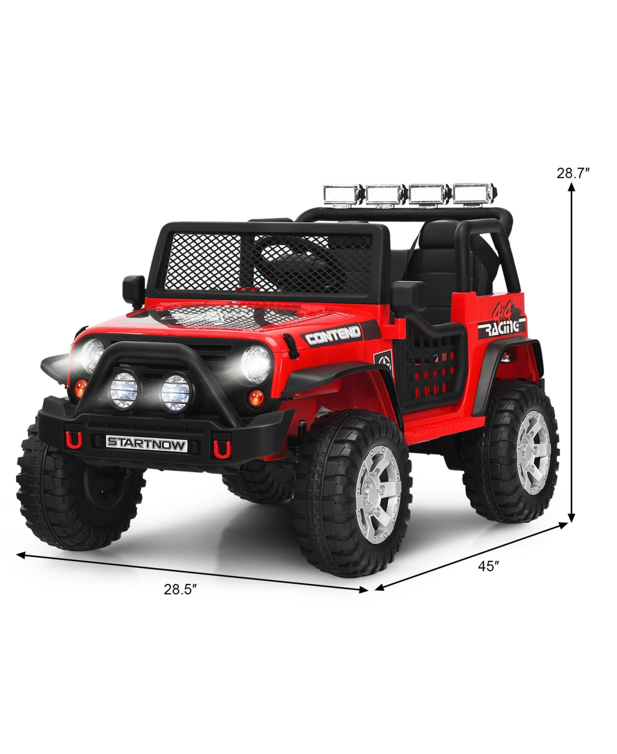 Gymax 12V Electric Kids Ride On Car Truck w/ MP3 Horn Remote Control Black - Red+black