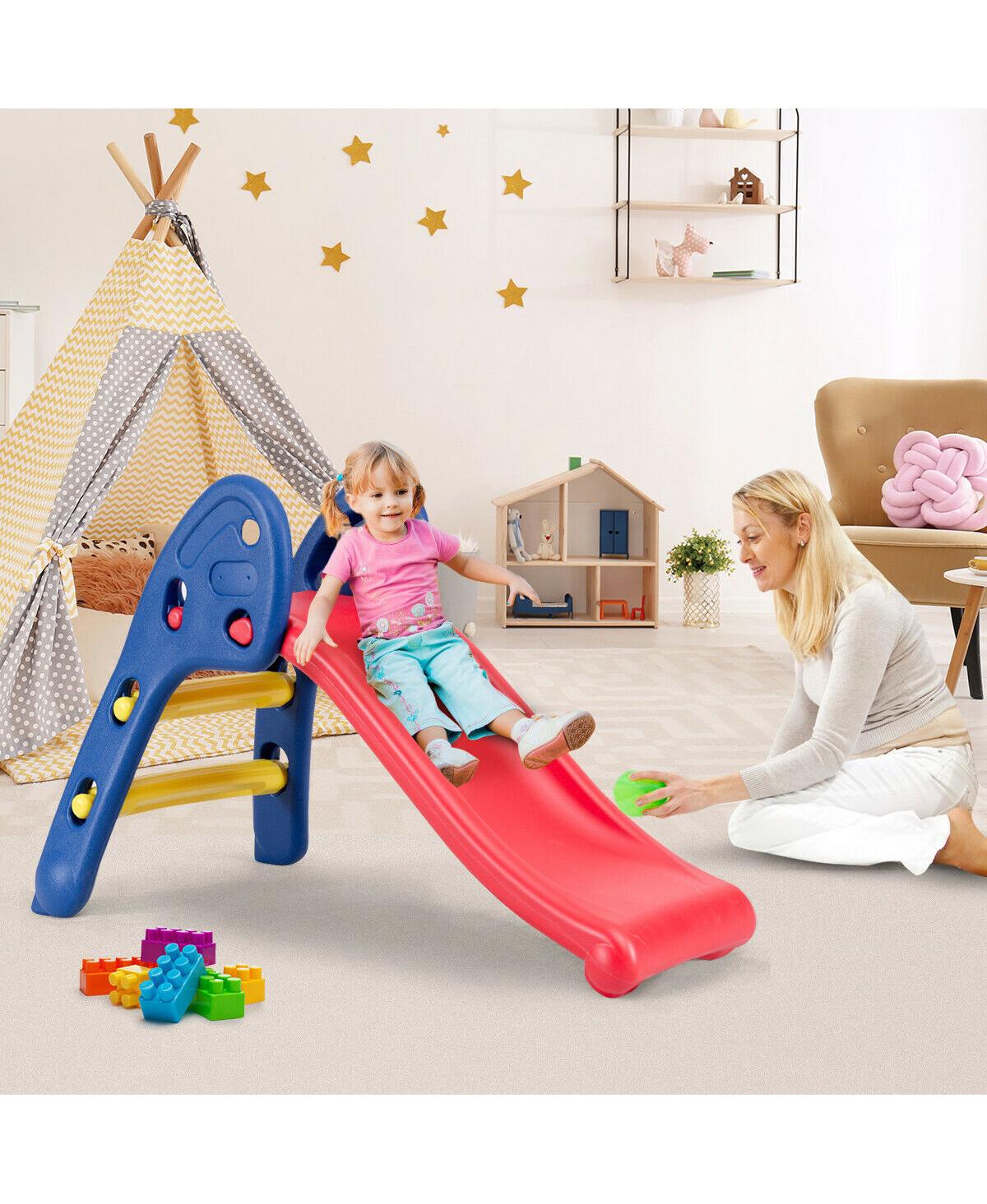 Gymax 2 Step Children Folding Slide Plastic Fun Toy Up-down For Kids Indoor & Outdoor