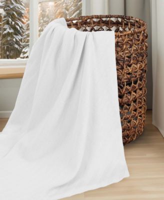 Milan Cotton Jacquard Dobby Weave Textured Striped Lightweight Woven Blanket, King