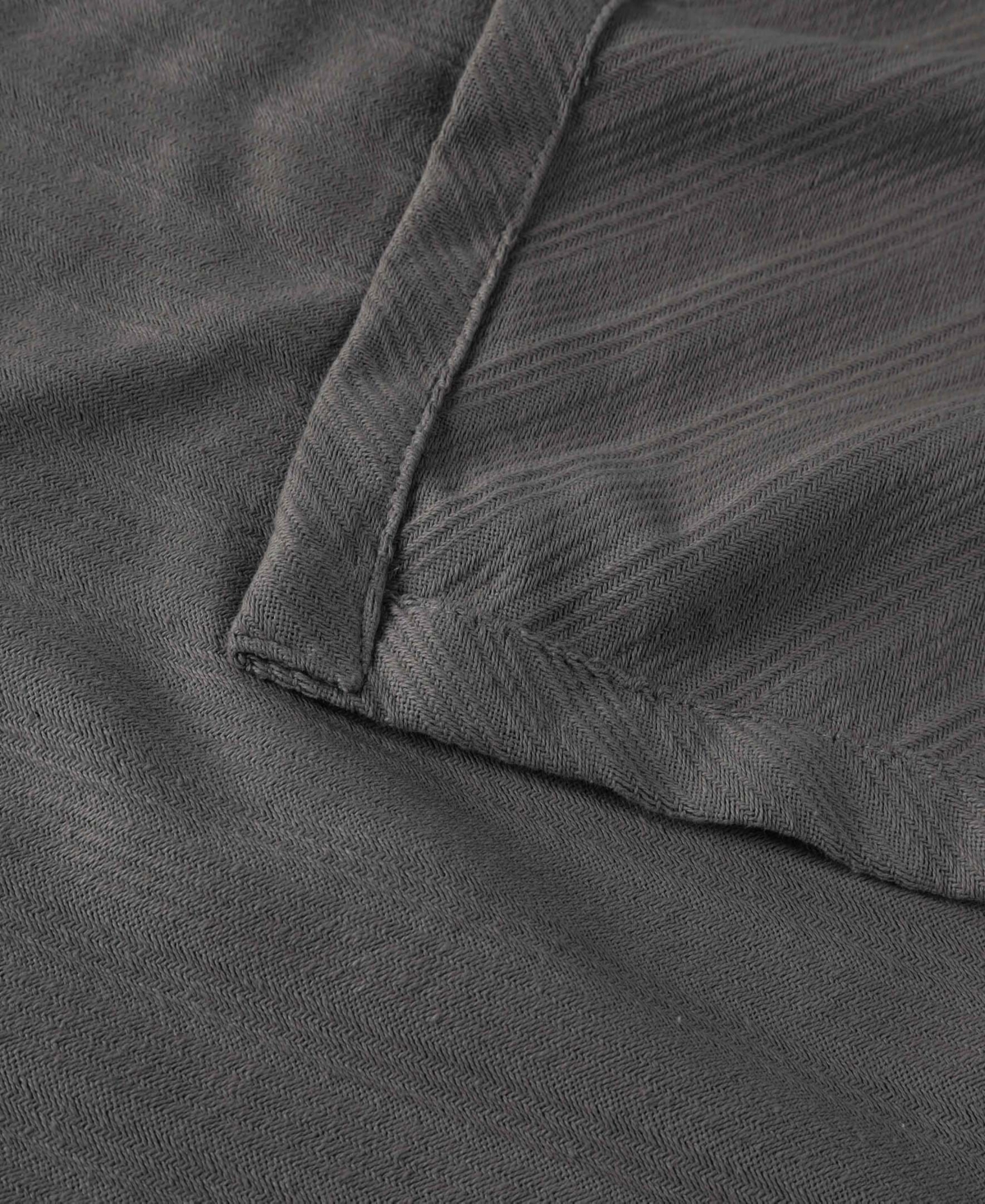 Superior Milan Cotton Jacquard Dobby Weave Textured Striped Lightweight Woven Blanket, King In Charcoal