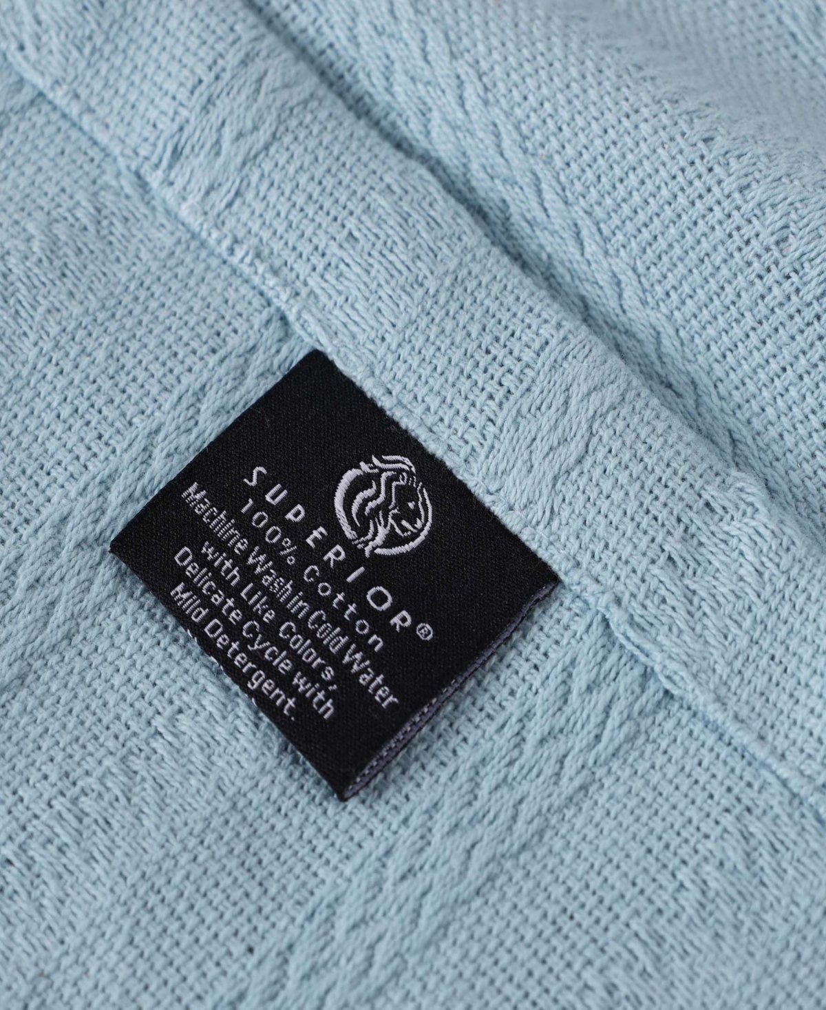 Superior Clara Cotton Textured Striped Lightweight Woven Blanket, Twin In Light Blue