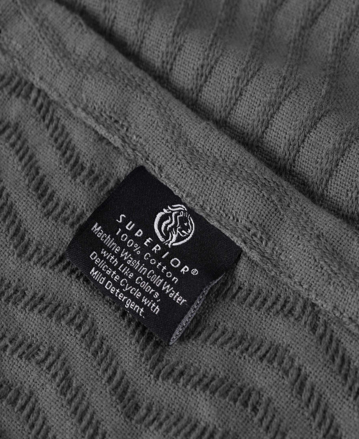 Superior Jena Cotton Textured Chevron Lightweight Woven Blanket, California King In Charcoal