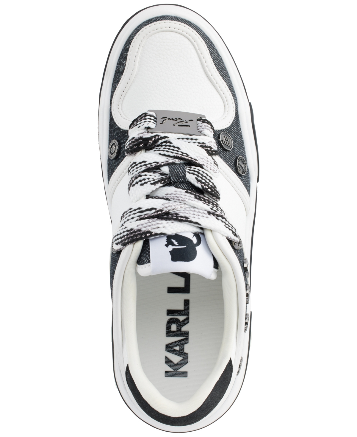 Karl Lagerfeld Paris Lace Up Sneaker In Black,bright White