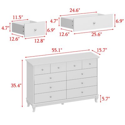 55.1" MDF 10-Drawer Storage Dresser Cabinet
