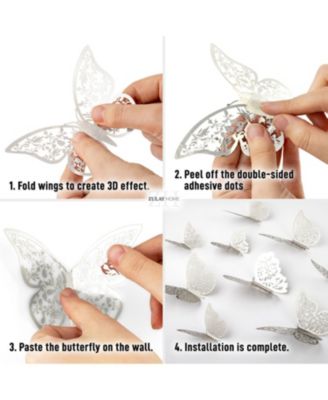 Home 12 pieces (2.95”), 12 pieces (3.35”), 24 pieces (2.95”) 3D Removable DIY Butterfly Wall Decor with 3 Wing Designs (48pcs)