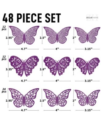 Home 12 pieces (2.95”), 12 pieces (3.35”), 24 pieces (2.95”) 3D Removable DIY Butterfly Wall Decor with 3 Wing Designs (48pcs)