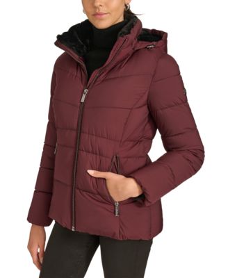 Women's Faux-Fur-Lined Hooded Puffer Coat